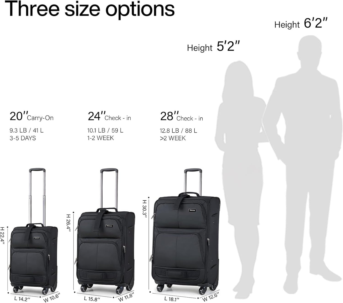 16 Inch Underseat Carry On Luggage With Wheels, Small Rolling Suitcase Lightweight Under Seat Carry On Bag, Airline Approved Personal Item Overnight Softside Travel Luggage Bag,Black