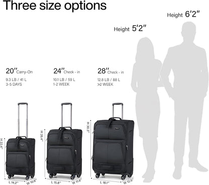 16 Inch Underseat Carry On Luggage With Wheels, Small Rolling Suitcase Lightweight Under Seat Carry On Bag, Airline Approved Personal Item Overnight Softside Travel Luggage Bag,Black