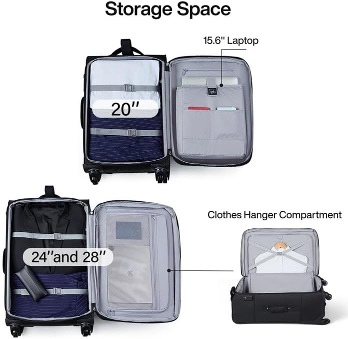 16 Inch Underseat Carry On Luggage With Wheels, Small Rolling Suitcase Lightweight Under Seat Carry On Bag, Airline Approved Personal Item Overnight Softside Travel Luggage Bag,Black