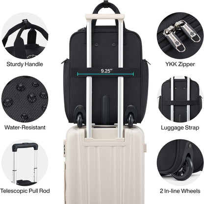 16 Inch Underseat Carry On Luggage With Wheels, Small Rolling Suitcase Lightweight Under Seat Carry On Bag, Airline Approved Personal Item Overnight Softside Travel Luggage Bag,Black