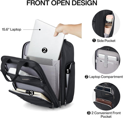 16 Inch Underseat Carry On Luggage With Wheels, Small Rolling Suitcase Lightweight Under Seat Carry On Bag, Airline Approved Personal Item Overnight Softside Travel Luggage Bag,Black