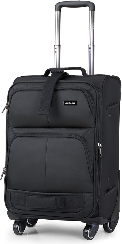 16 Inch Underseat Carry On Luggage With Wheels, Small Rolling Suitcase Lightweight Under Seat Carry On Bag, Airline Approved Personal Item Overnight Softside Travel Luggage Bag,Black