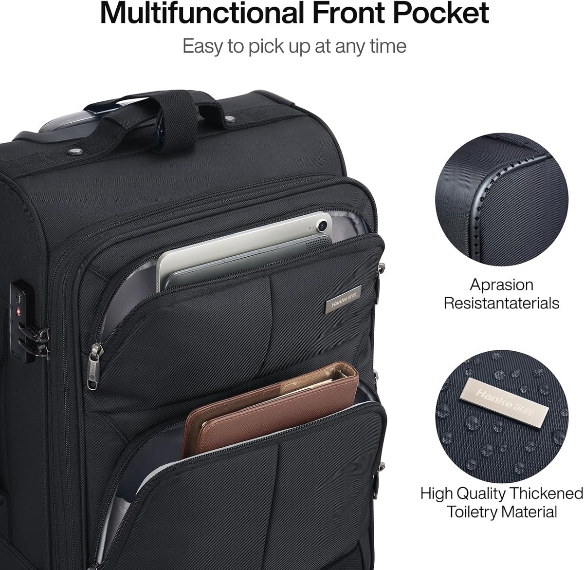 16 Inch Underseat Carry On Luggage With Wheels, Small Rolling Suitcase Lightweight Under Seat Carry On Bag, Airline Approved Personal Item Overnight Softside Travel Luggage Bag,Black