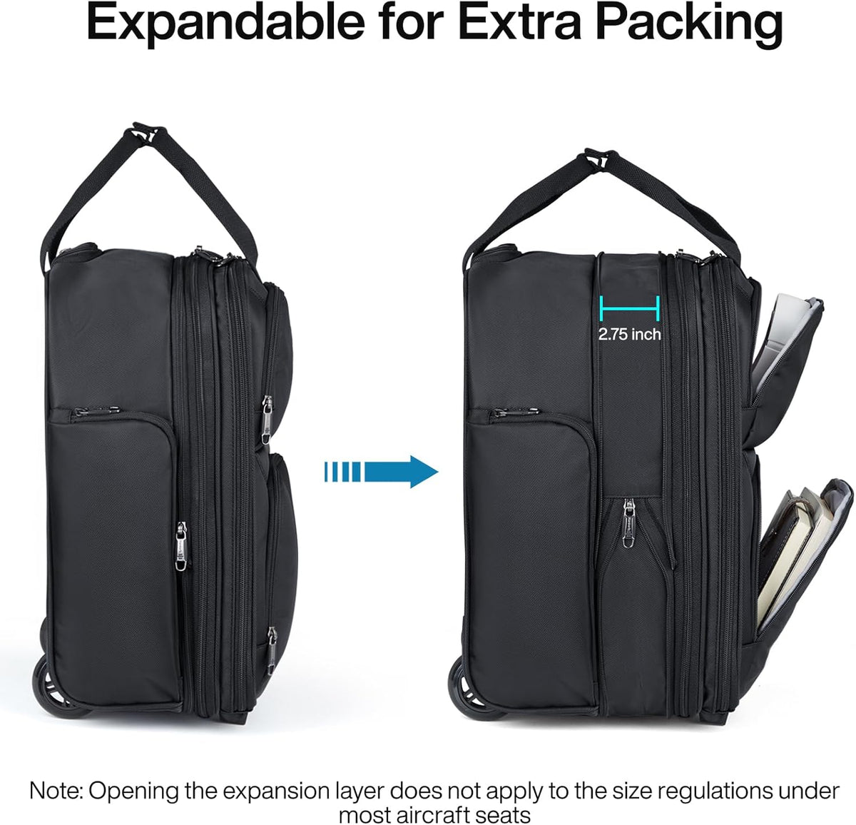 16 Inch Underseat Carry On Luggage With Wheels, Small Rolling Suitcase Lightweight Under Seat Carry On Bag, Airline Approved Personal Item Overnight Softside Travel Luggage Bag,Black