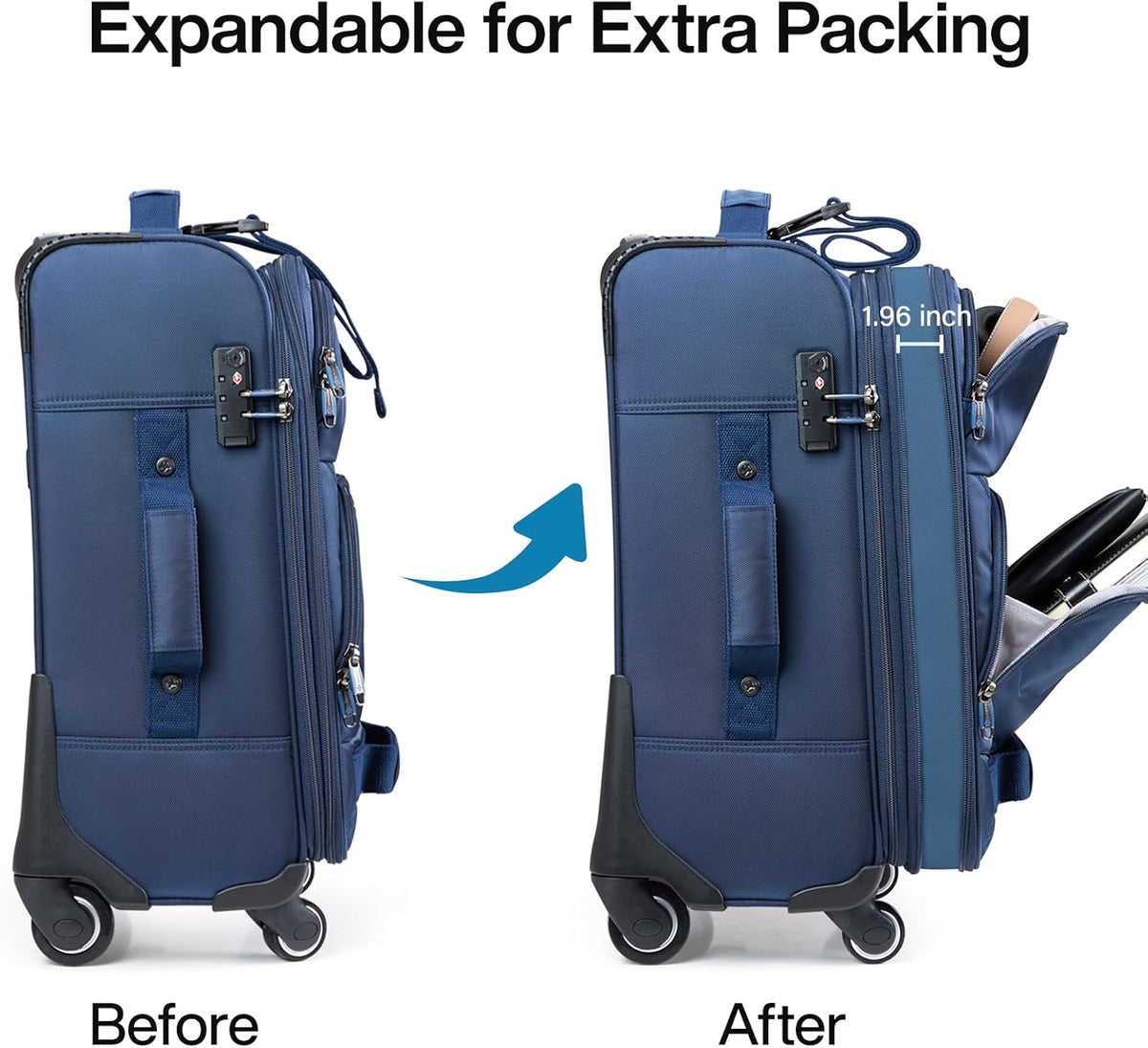 16 Inch Underseat Carry On Luggage With Wheels, Small Rolling Suitcase Lightweight Under Seat Carry On Bag, Airline Approved Personal Item Overnight Softside Travel Luggage Bag,Black