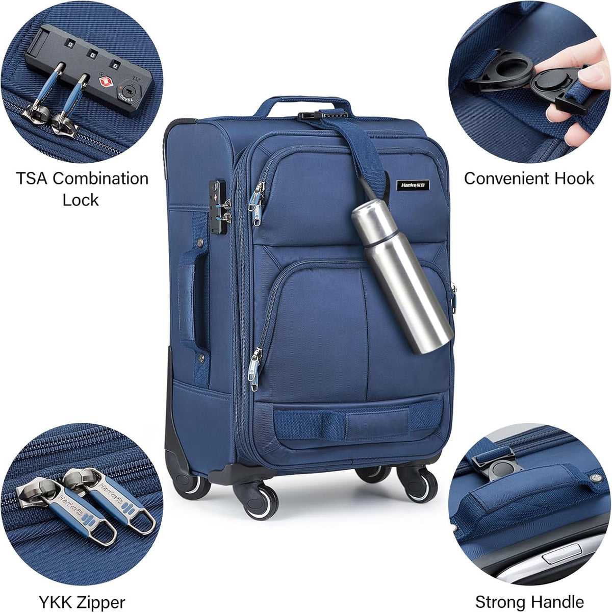 16 Inch Underseat Carry On Luggage With Wheels, Small Rolling Suitcase Lightweight Under Seat Carry On Bag, Airline Approved Personal Item Overnight Softside Travel Luggage Bag,Black