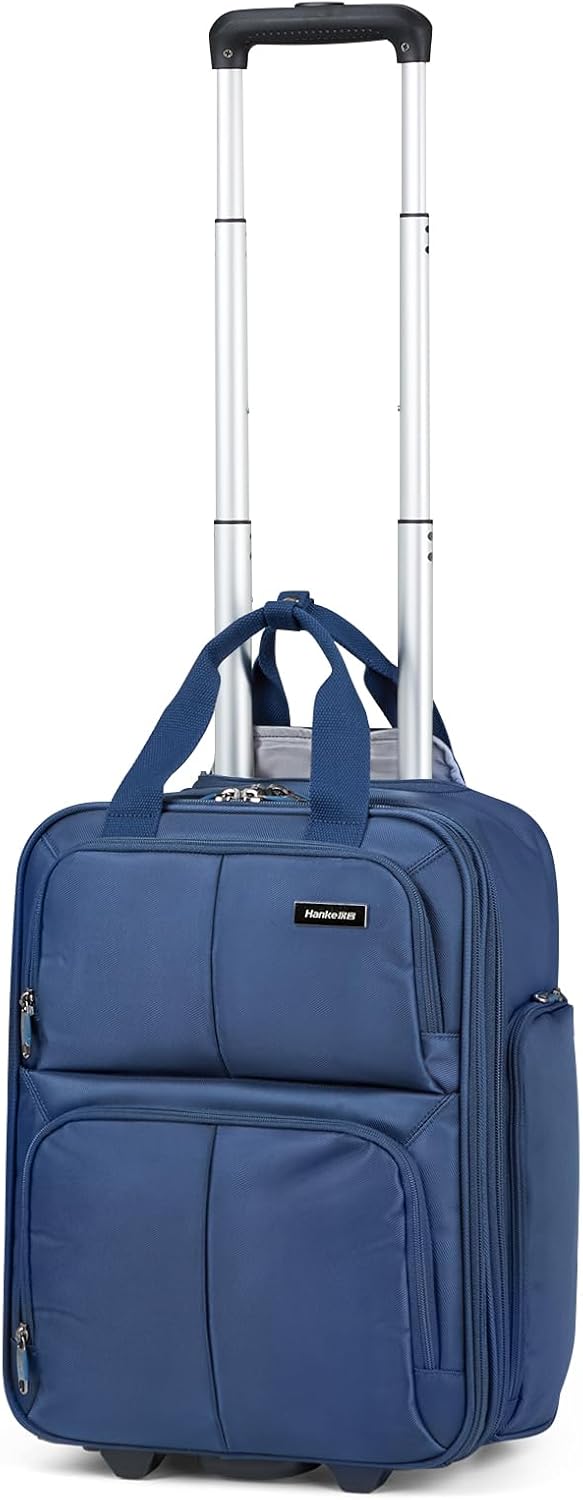 16 Inch Underseat Carry On Luggage With Wheels, Small Rolling Suitcase Lightweight Under Seat Carry On Bag, Airline Approved Personal Item Overnight Softside Travel Luggage Bag,Black
