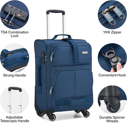 16 Inch Underseat Carry On Luggage With Wheels, Small Rolling Suitcase Lightweight Under Seat Carry On Bag, Airline Approved Personal Item Overnight Softside Travel Luggage Bag,Black