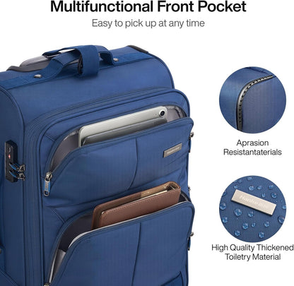 16 Inch Underseat Carry On Luggage With Wheels, Small Rolling Suitcase Lightweight Under Seat Carry On Bag, Airline Approved Personal Item Overnight Softside Travel Luggage Bag,Black