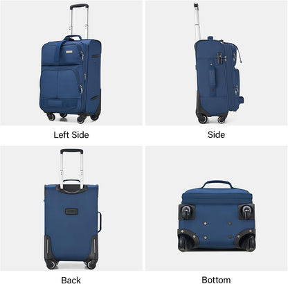 16 Inch Underseat Carry On Luggage With Wheels, Small Rolling Suitcase Lightweight Under Seat Carry On Bag, Airline Approved Personal Item Overnight Softside Travel Luggage Bag,Black