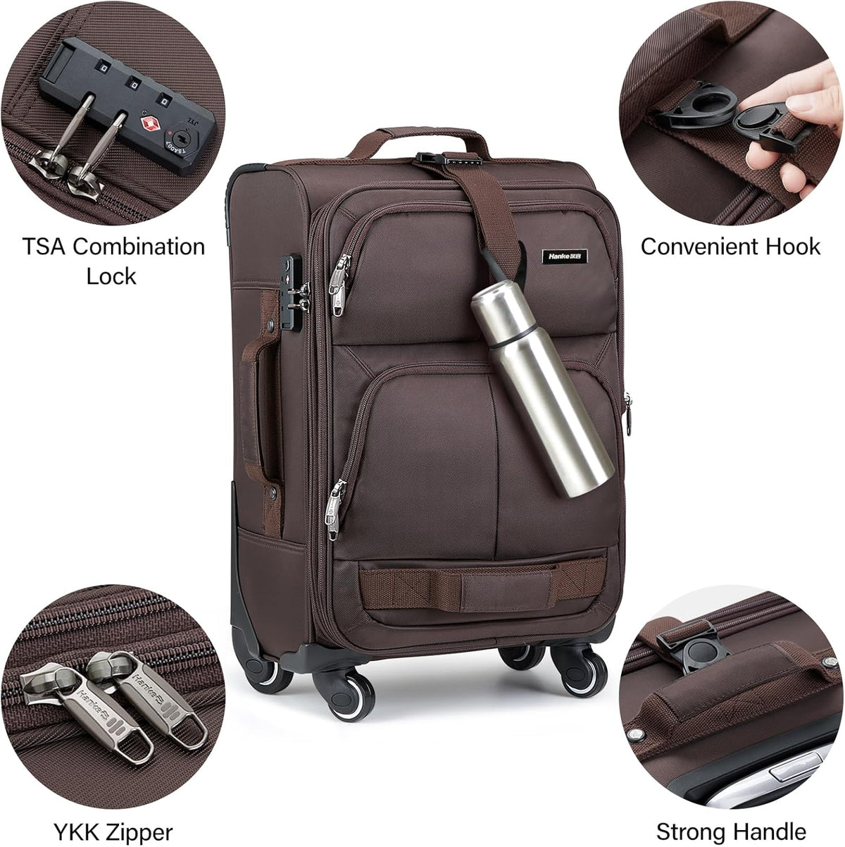 16 Inch Underseat Carry On Luggage With Wheels, Small Rolling Suitcase Lightweight Under Seat Carry On Bag, Airline Approved Personal Item Overnight Softside Travel Luggage Bag,Black