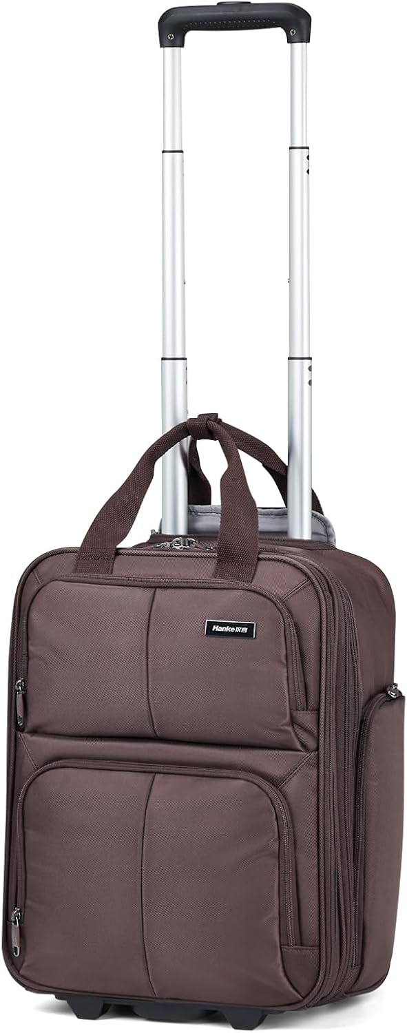 16 Inch Underseat Carry On Luggage With Wheels, Small Rolling Suitcase Lightweight Under Seat Carry On Bag, Airline Approved Personal Item Overnight Softside Travel Luggage Bag,Black