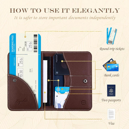 Slim Passport Holder RFID Blocking Travel Wallet - PU Leather Protector Case for Quick TSA Access, Secure Boarding Passes & ID Cards for Men Women International Travel