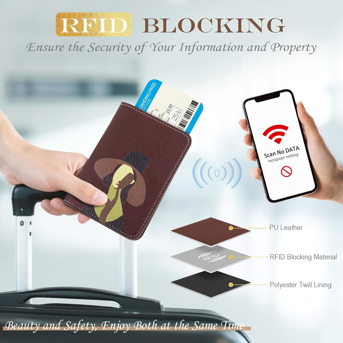Slim Passport Holder RFID Blocking Travel Wallet - PU Leather Protector Case for Quick TSA Access, Secure Boarding Passes & ID Cards for Men Women International Travel