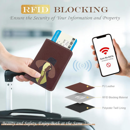 Slim Passport Holder RFID Blocking Travel Wallet - PU Leather Protector Case for Quick TSA Access, Secure Boarding Passes & ID Cards for Men Women International Travel