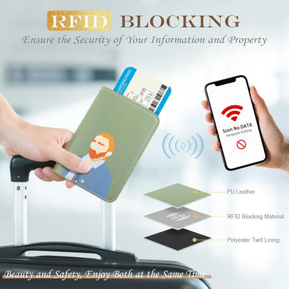 Slim Passport Holder RFID Blocking Travel Wallet - PU Leather Protector Case for Quick TSA Access, Secure Boarding Passes & ID Cards for Men Women International Travel