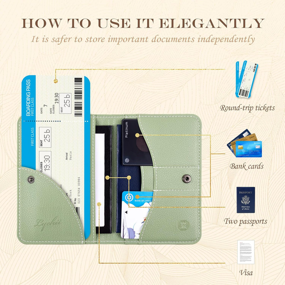Slim Passport Holder RFID Blocking Travel Wallet - PU Leather Protector Case for Quick TSA Access, Secure Boarding Passes & ID Cards for Men Women International Travel