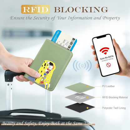 Slim Passport Holder RFID Blocking Travel Wallet - PU Leather Protector Case for Quick TSA Access, Secure Boarding Passes & ID Cards for Men Women International Travel