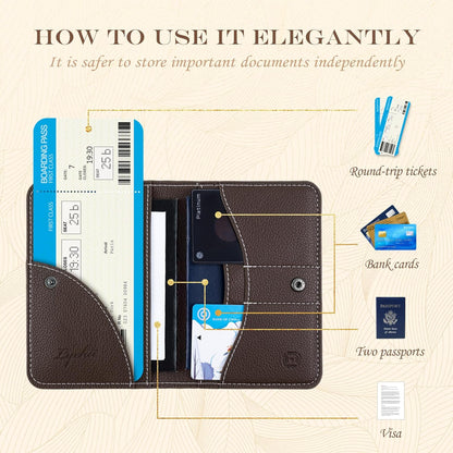Slim Passport Holder RFID Blocking Travel Wallet - PU Leather Protector Case for Quick TSA Access, Secure Boarding Passes & ID Cards for Men Women International Travel