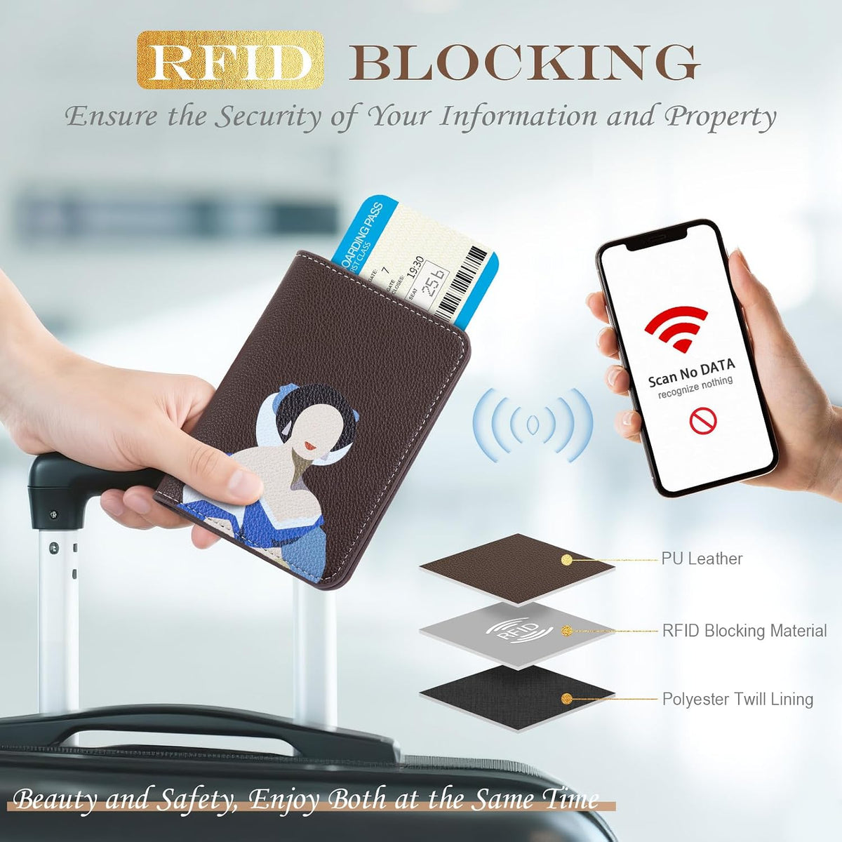 Slim Passport Holder RFID Blocking Travel Wallet - PU Leather Protector Case for Quick TSA Access, Secure Boarding Passes & ID Cards for Men Women International Travel