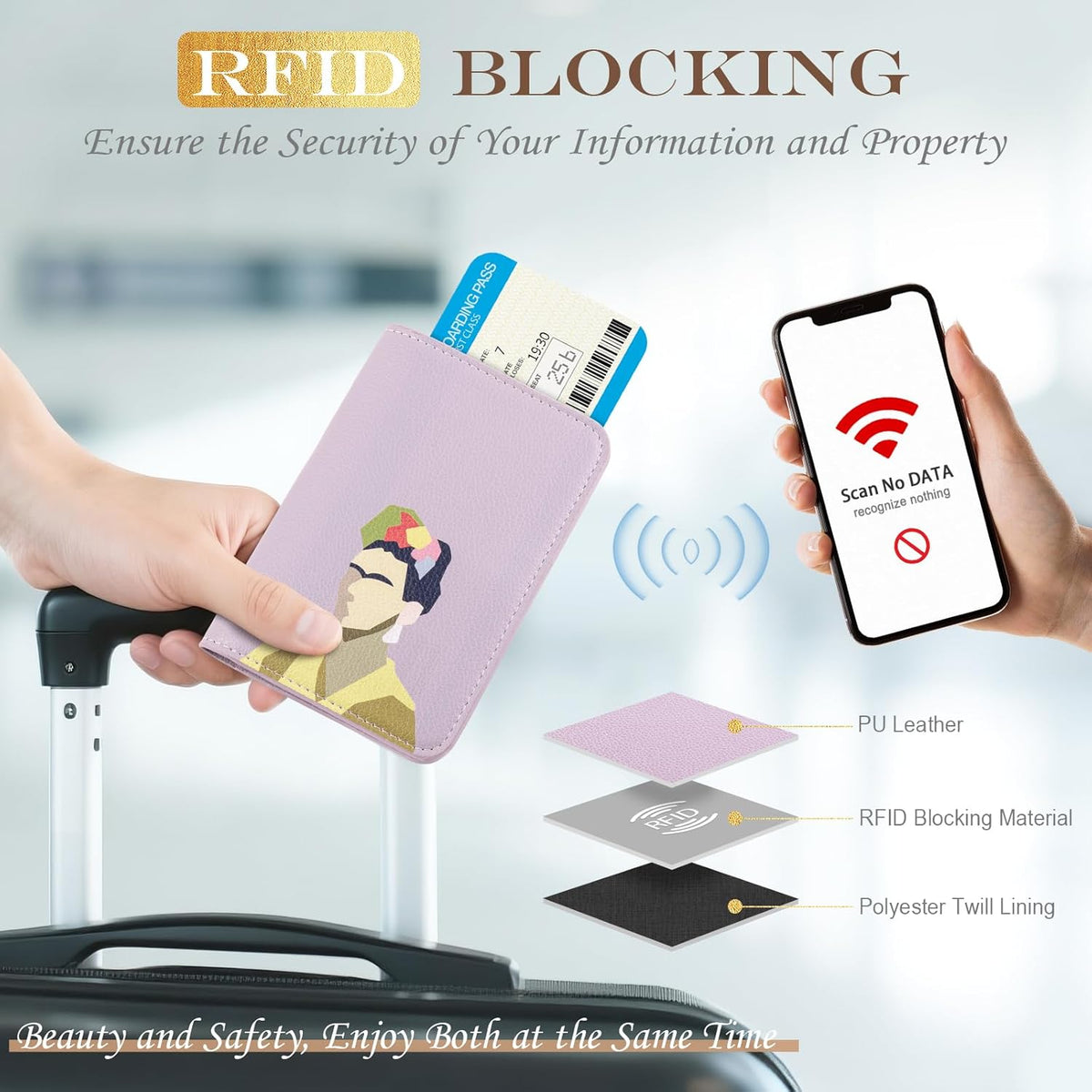 Slim Passport Holder RFID Blocking Travel Wallet - PU Leather Protector Case for Quick TSA Access, Secure Boarding Passes & ID Cards for Men Women International Travel