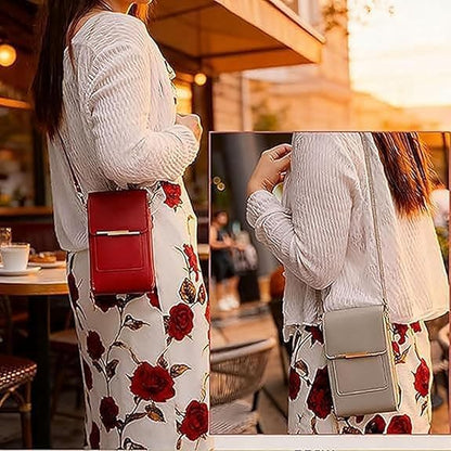 Touchscreen Phone Crossbody Bag, Women's Touch Screen Mobile Phone Messenger bag, Anti Theft Leather Bag
