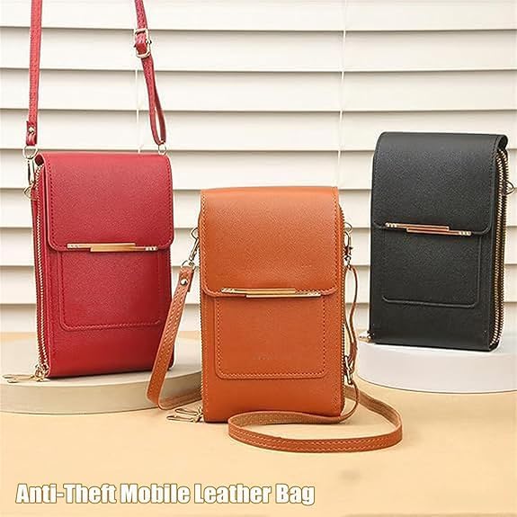 Touchscreen Phone Crossbody Bag, Women's Touch Screen Mobile Phone Messenger bag, Anti Theft Leather Bag