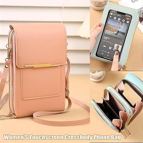 Touchscreen Phone Crossbody Bag, Women's Touch Screen Mobile Phone Messenger bag, Anti Theft Leather Bag