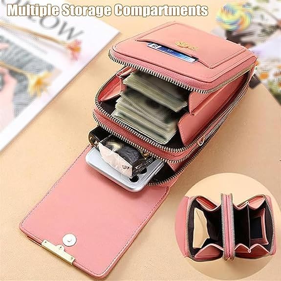 Touchscreen Phone Crossbody Bag, Women's Touch Screen Mobile Phone Messenger bag, Anti Theft Leather Bag