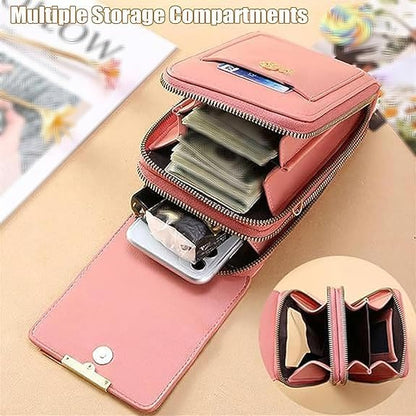 Touchscreen Phone Crossbody Bag, Women's Touch Screen Mobile Phone Messenger bag, Anti Theft Leather Bag