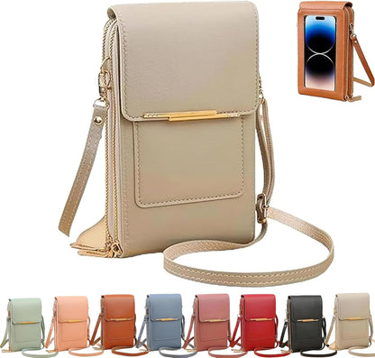 Touchscreen Phone Crossbody Bag, Women's Touch Screen Mobile Phone Messenger bag, Anti Theft Leather Bag