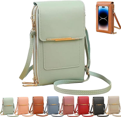 Touchscreen Phone Crossbody Bag, Women's Touch Screen Mobile Phone Messenger bag, Anti Theft Leather Bag