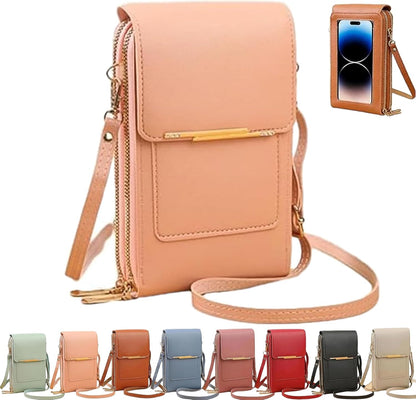 Touchscreen Phone Crossbody Bag, Women's Touch Screen Mobile Phone Messenger bag, Anti Theft Leather Bag
