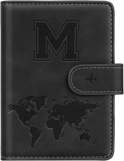 Passport Holder Cover Initial Letter A-Z Travel Wallet Personalized | Travel Essentials, Embossed Design, RFID Blocking, Personalized Gift, Passport Book Holders for Women Girls, Pink-J