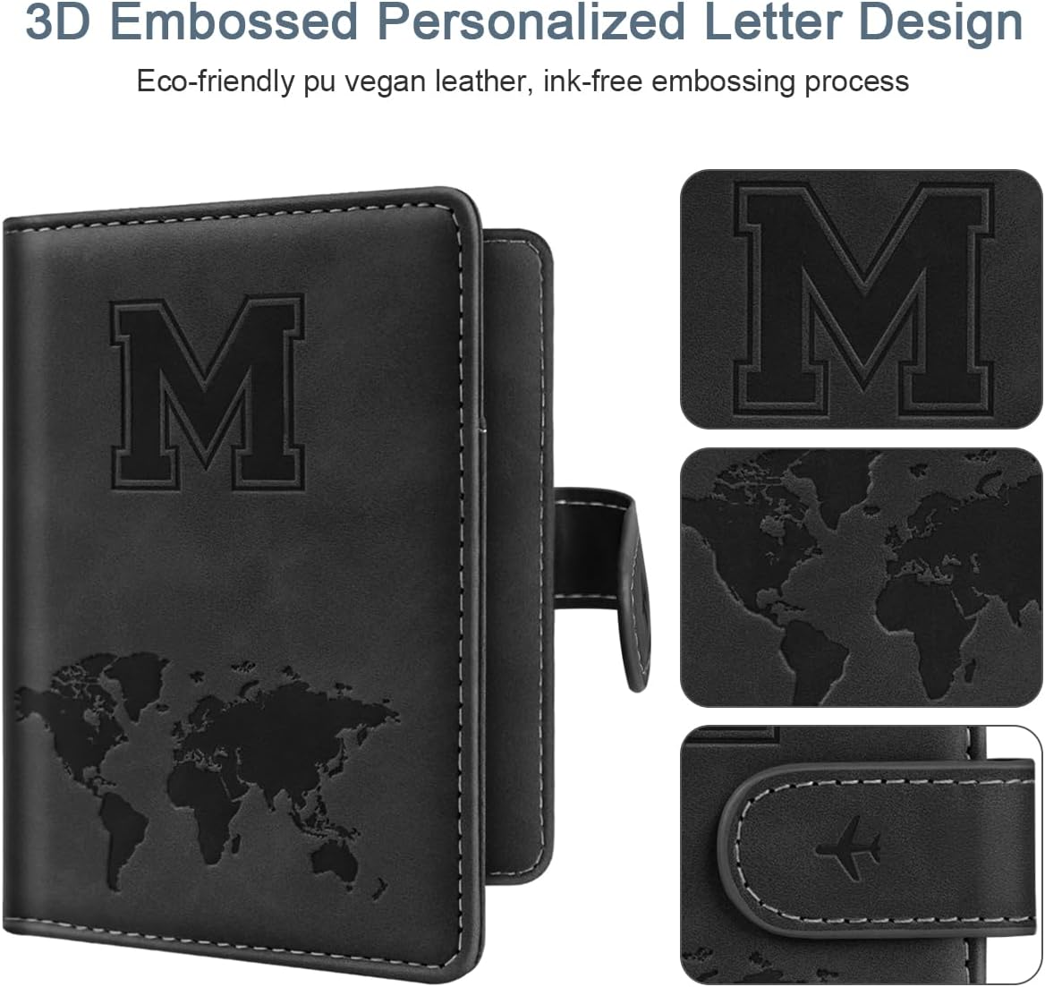 Passport Holder Cover Initial Letter A-Z Travel Wallet Personalized | Travel Essentials, Embossed Design, RFID Blocking, Personalized Gift, Passport Book Holders for Women Girls, Pink-J