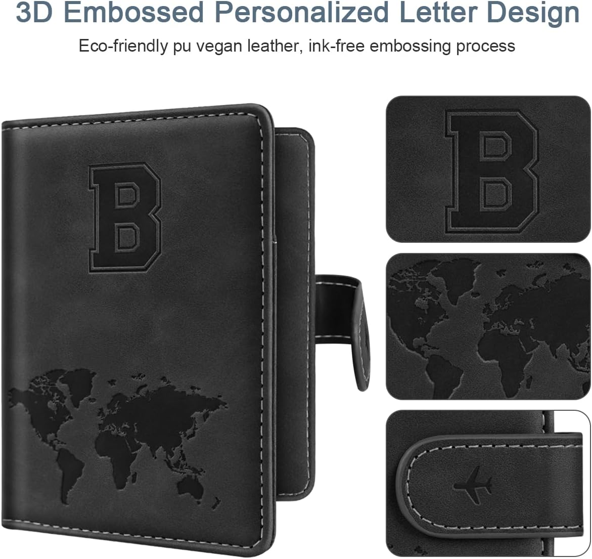 Passport Holder Cover Initial Letter A-Z Travel Wallet Personalized | Travel Essentials, Embossed Design, RFID Blocking, Personalized Gift, Passport Book Holders for Women Girls, Pink-J