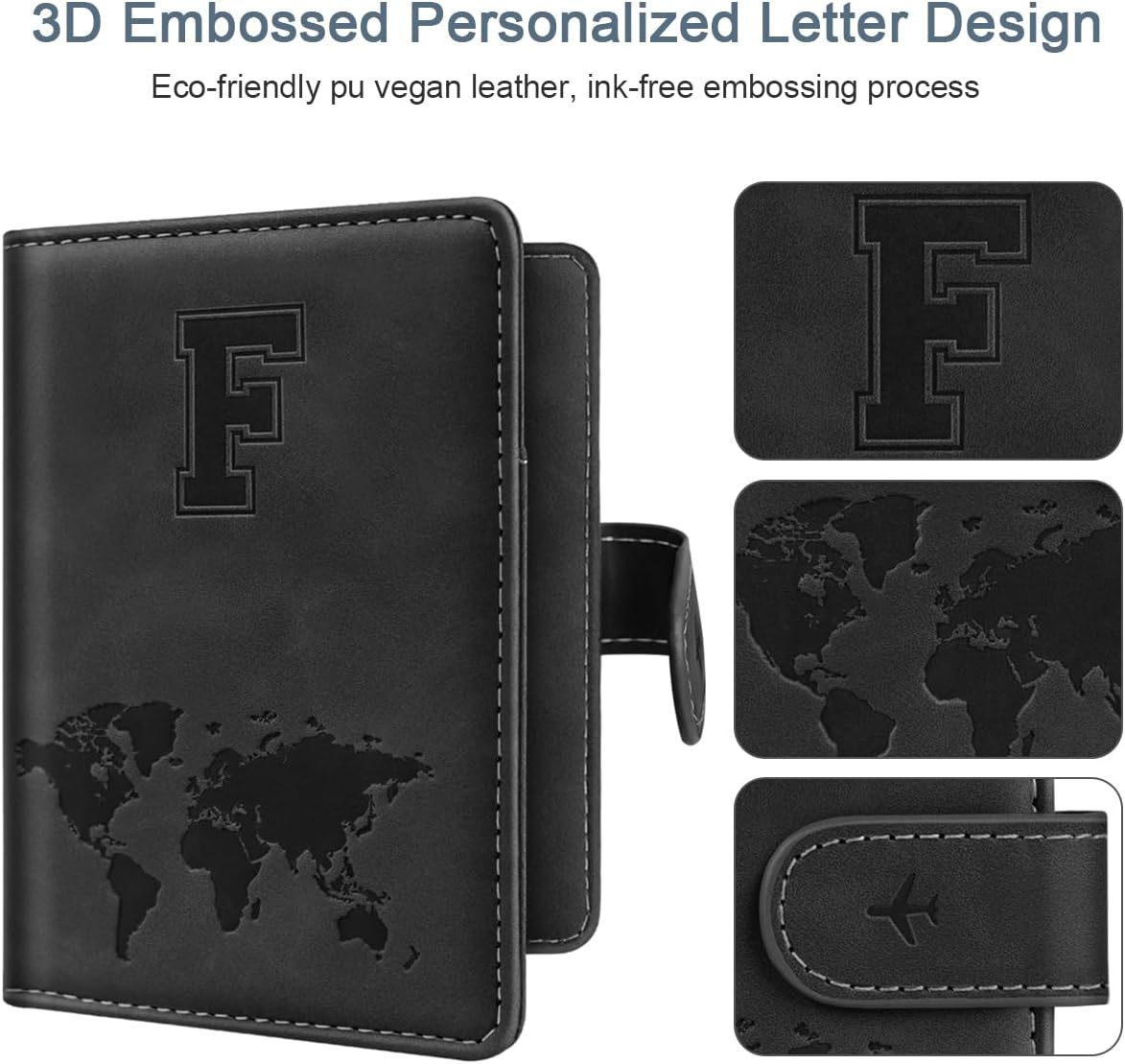 Passport Holder Cover Initial Letter A-Z Travel Wallet Personalized | Travel Essentials, Embossed Design, RFID Blocking, Personalized Gift, Passport Book Holders for Women Girls, Pink-J