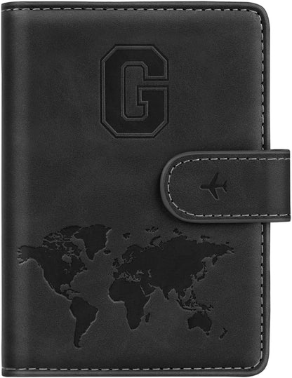 Passport Holder Cover Initial Letter A-Z Travel Wallet Personalized | Travel Essentials, Embossed Design, RFID Blocking, Personalized Gift, Passport Book Holders for Women Girls, Pink-J