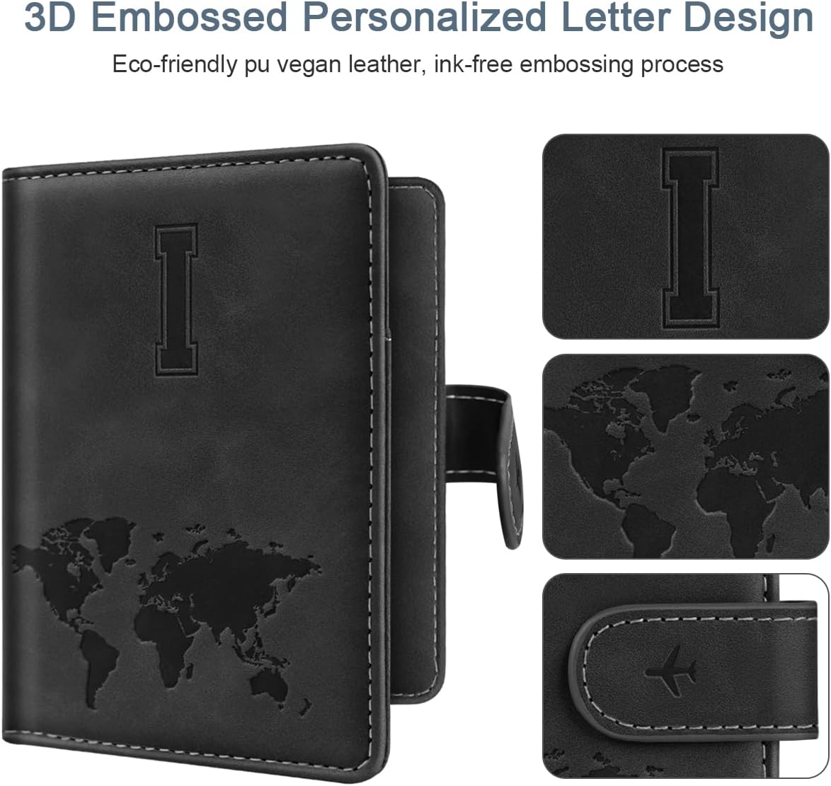 Passport Holder Cover Initial Letter A-Z Travel Wallet Personalized | Travel Essentials, Embossed Design, RFID Blocking, Personalized Gift, Passport Book Holders for Women Girls, Pink-J