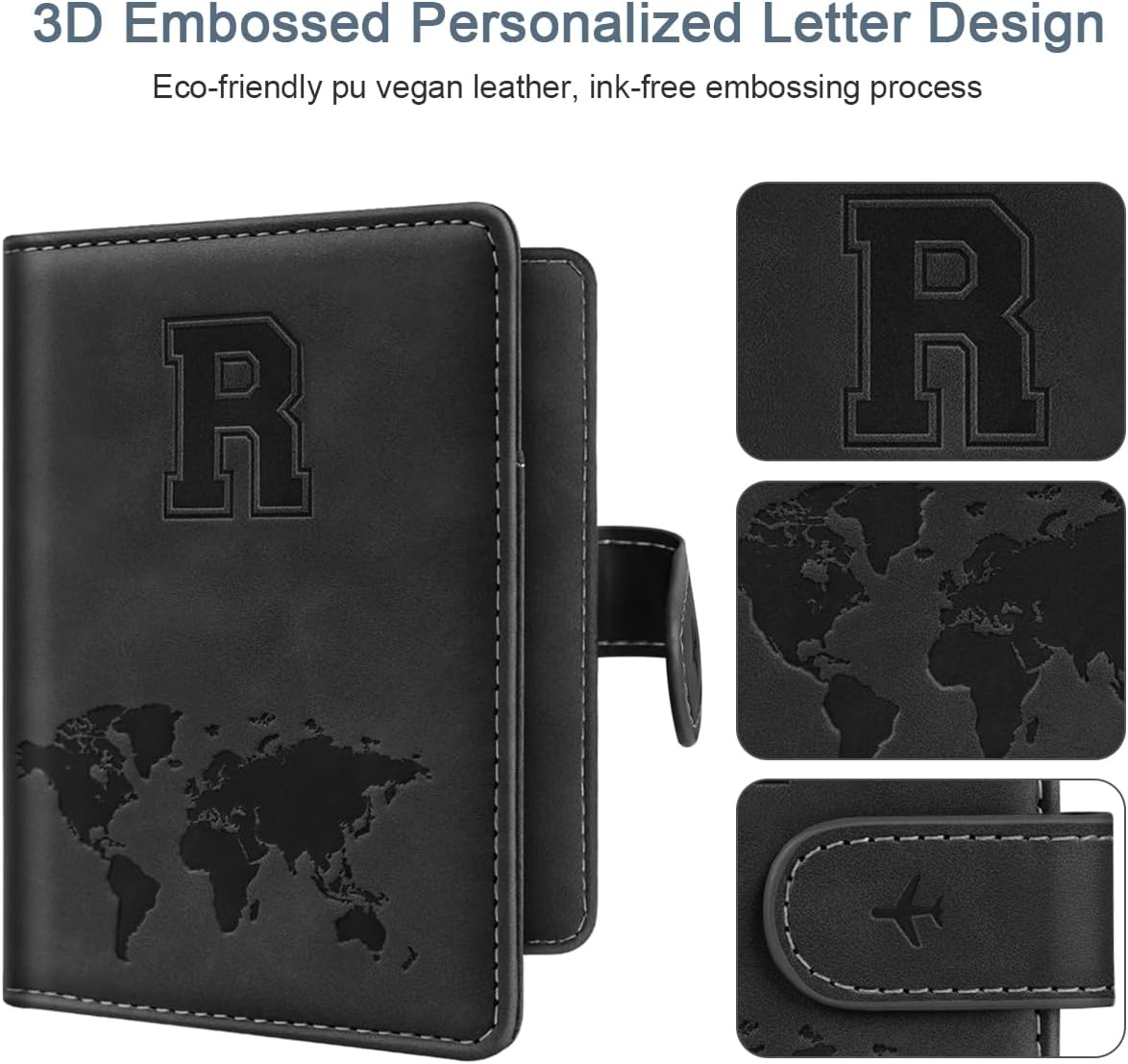 Passport Holder Cover Initial Letter A-Z Travel Wallet Personalized | Travel Essentials, Embossed Design, RFID Blocking, Personalized Gift, Passport Book Holders for Women Girls, Pink-J
