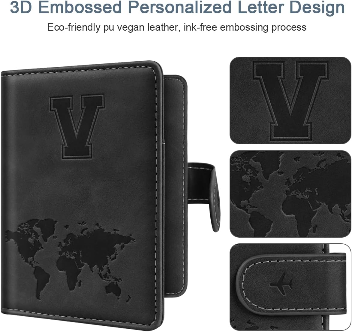 Passport Holder Cover Initial Letter A-Z Travel Wallet Personalized | Travel Essentials, Embossed Design, RFID Blocking, Personalized Gift, Passport Book Holders for Women Girls, Pink-J
