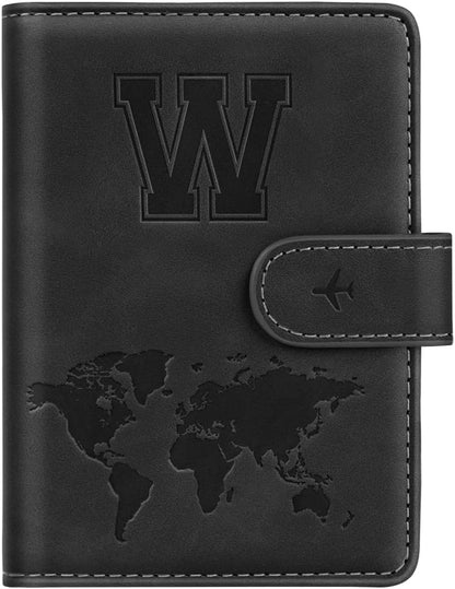 Passport Holder Cover Initial Letter A-Z Travel Wallet Personalized | Travel Essentials, Embossed Design, RFID Blocking, Personalized Gift, Passport Book Holders for Women Girls, Pink-J