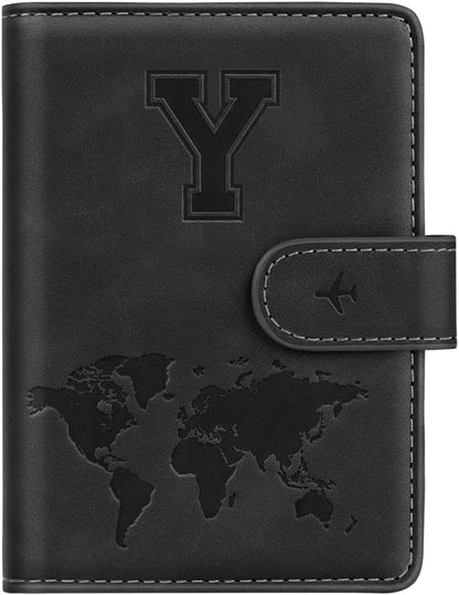 Passport Holder Cover Initial Letter A-Z Travel Wallet Personalized | Travel Essentials, Embossed Design, RFID Blocking, Personalized Gift, Passport Book Holders for Women Girls, Pink-J