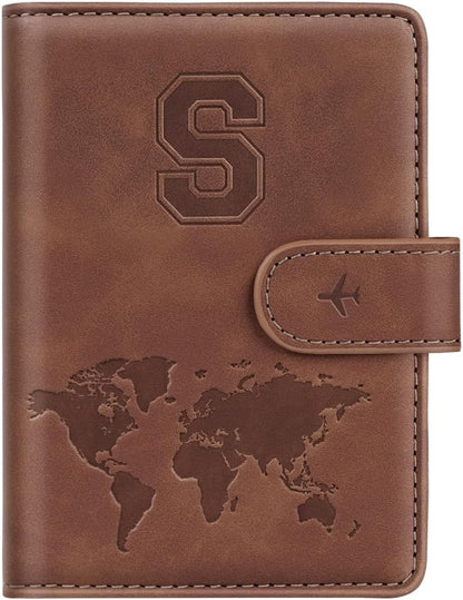 Passport Holder Cover Initial Letter A-Z Travel Wallet Personalized | Travel Essentials, Embossed Design, RFID Blocking, Personalized Gift, Passport Book Holders for Women Girls, Pink-J