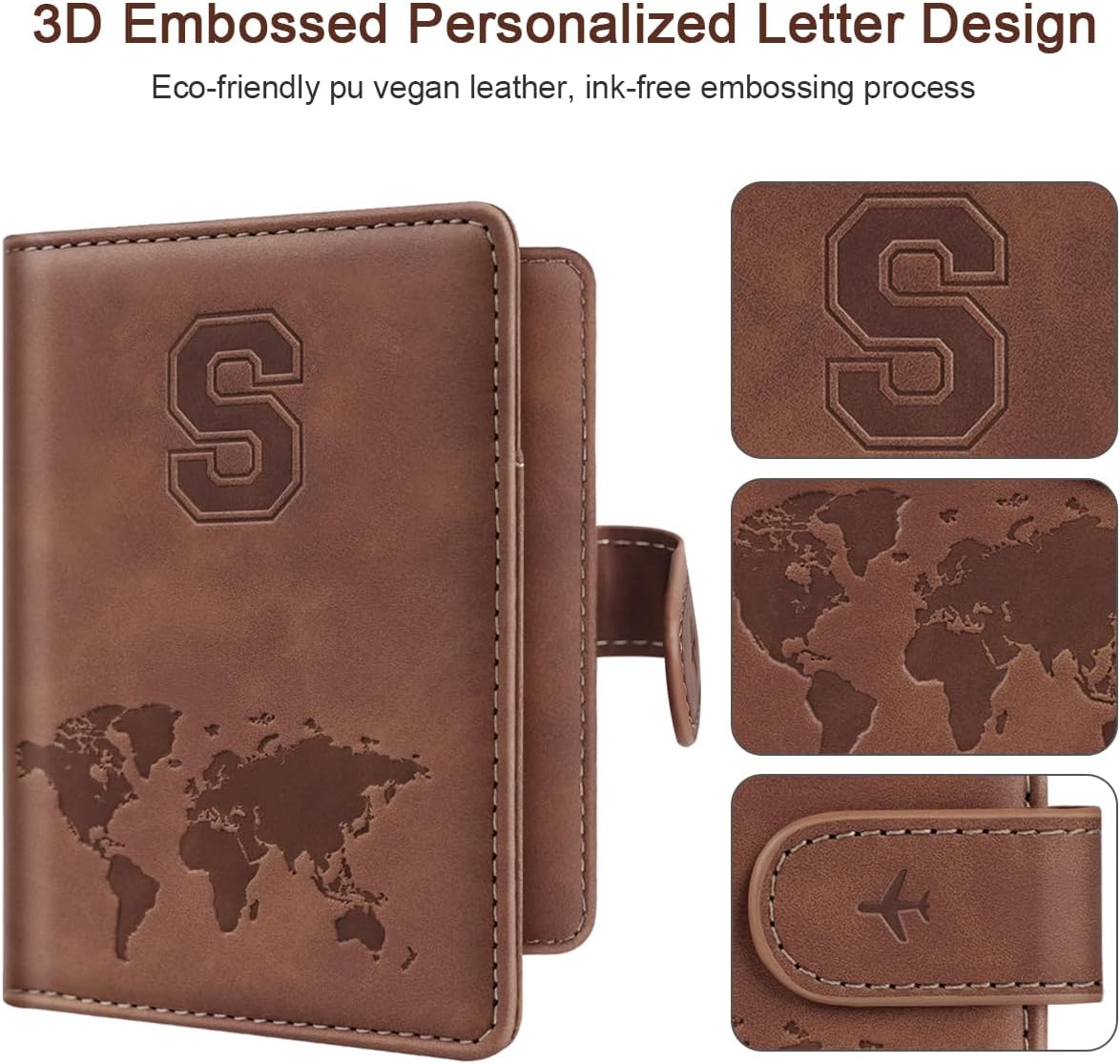 Passport Holder Cover Initial Letter A-Z Travel Wallet Personalized | Travel Essentials, Embossed Design, RFID Blocking, Personalized Gift, Passport Book Holders for Women Girls, Pink-J