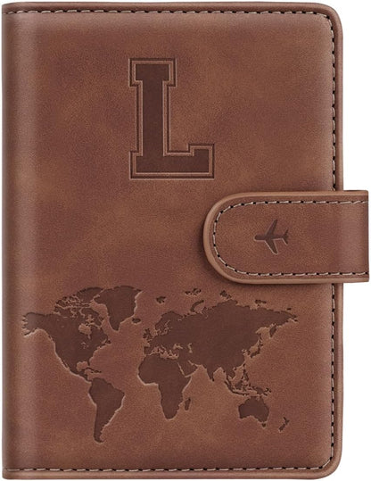 Passport Holder Cover Initial Letter A-Z Travel Wallet Personalized | Travel Essentials, Embossed Design, RFID Blocking, Personalized Gift, Passport Book Holders for Women Girls, Pink-J