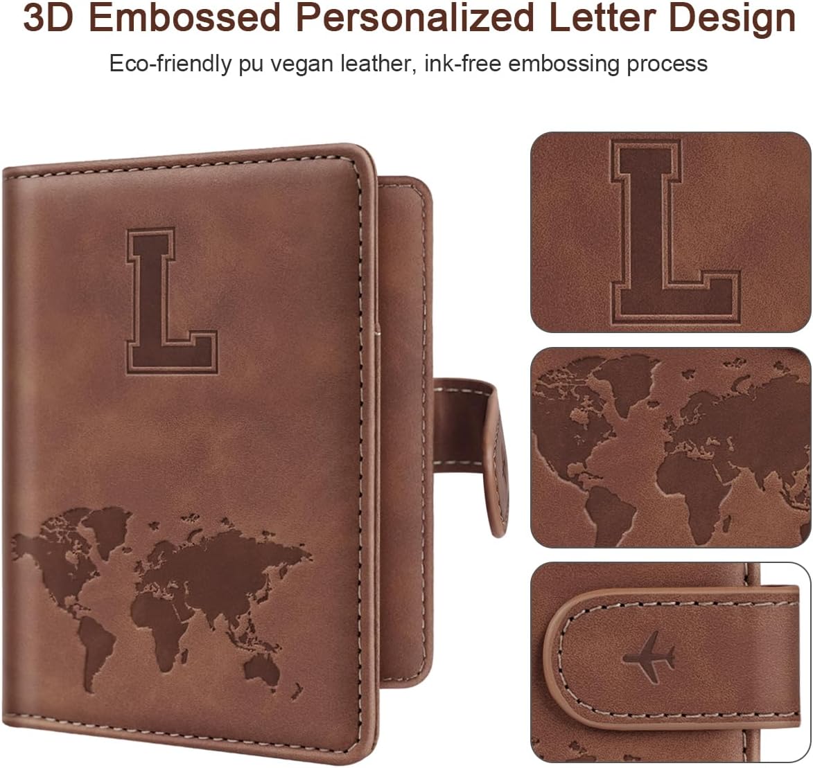 Passport Holder Cover Initial Letter A-Z Travel Wallet Personalized | Travel Essentials, Embossed Design, RFID Blocking, Personalized Gift, Passport Book Holders for Women Girls, Pink-J