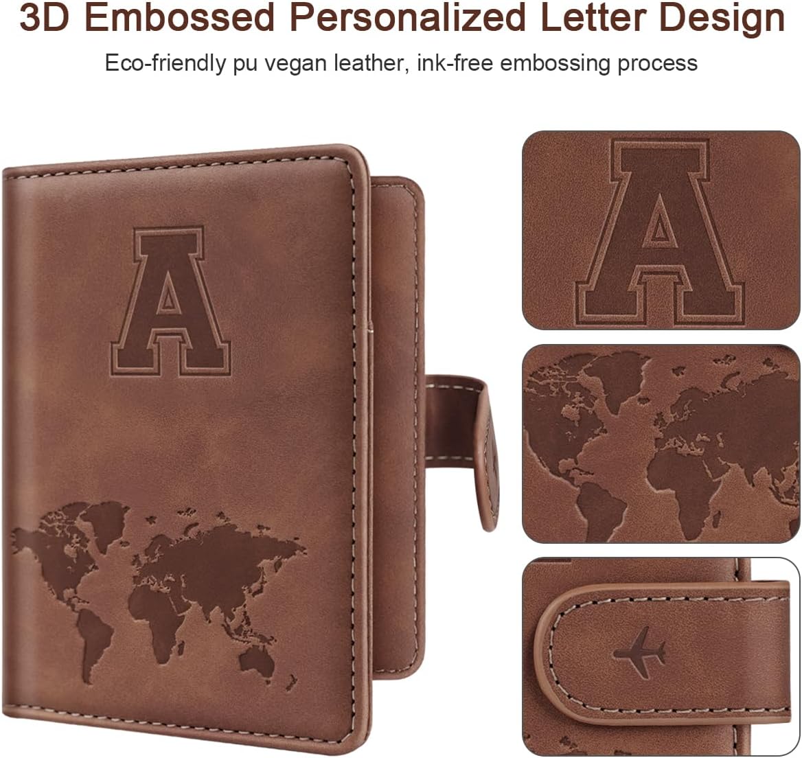 Passport Holder Cover Initial Letter A-Z Travel Wallet Personalized | Travel Essentials, Embossed Design, RFID Blocking, Personalized Gift, Passport Book Holders for Women Girls, Pink-J