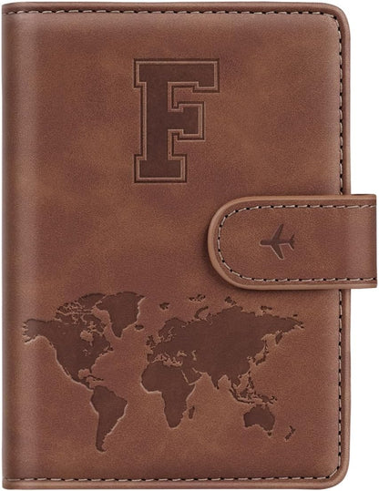 Passport Holder Cover Initial Letter A-Z Travel Wallet Personalized | Travel Essentials, Embossed Design, RFID Blocking, Personalized Gift, Passport Book Holders for Women Girls, Pink-J