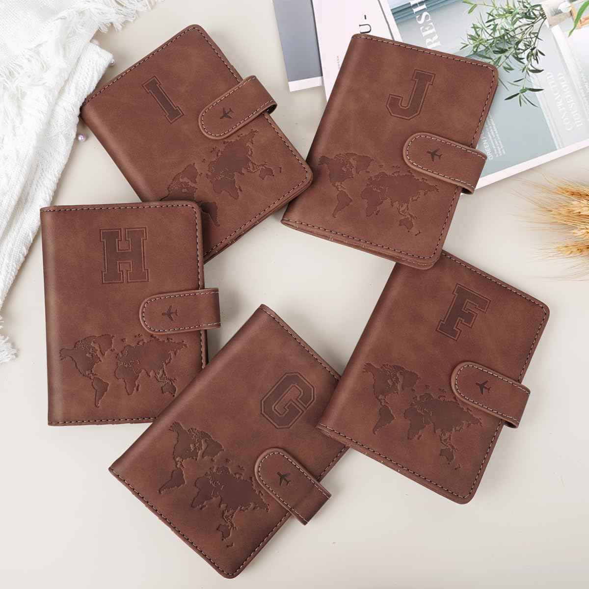Passport Holder Cover Initial Letter A-Z Travel Wallet Personalized | Travel Essentials, Embossed Design, RFID Blocking, Personalized Gift, Passport Book Holders for Women Girls, Pink-J